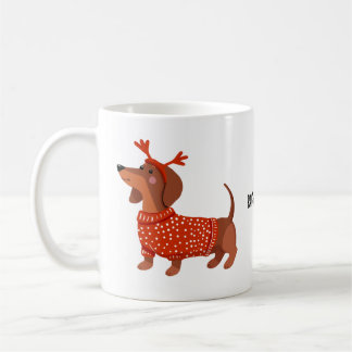 Taza De Café Salchicha perro amante café jumper rojo Dachshund 