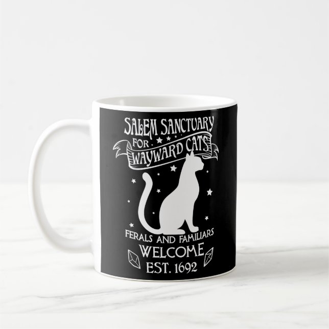 Taza De Café Salem De Brujas Hogar Para Gatos Negros Wayward 16 (Izquierda)