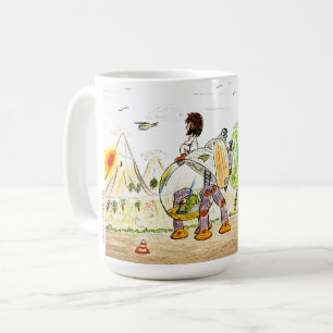 Taza De Café Salida del sol de observación del chica del robot