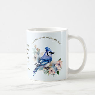 Taza De Café Salmo 118:24-26 Canción Bird Mug with Blue Jays