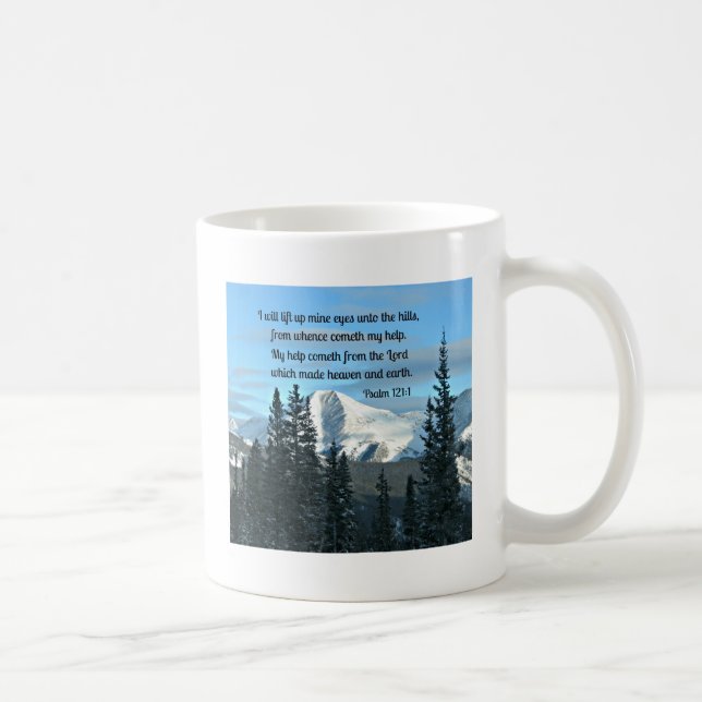 Taza De Café Salmo 121:1 levantaré mis ojos... (Derecha)