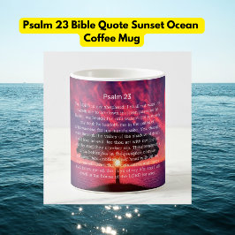 Taza De Café Salmo 23 Cita Biblia Océano atardecer