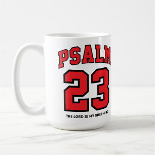 Taza De Café Salmo 23 Deportes Varsity Rojo Negro Cristiano