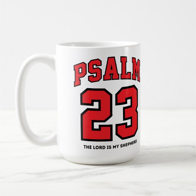Taza De Café Salmo 23 Varsity Deportes Rojo Cristiano Negro (Izquierda)