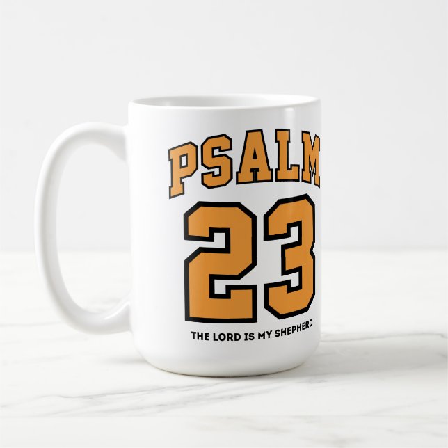 Taza De Café Salmo 23 Varsity Sports Gold Black Christian (Izquierda)