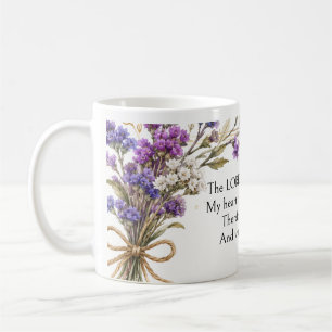 Taza De Café Salmo 28:7 Versículo Bíblico, Arte Floral Lila Púr