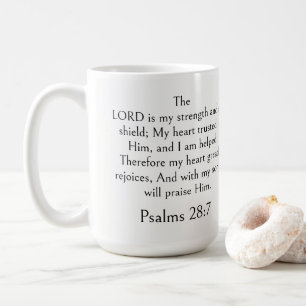 Taza De Café Salmo 28:7 Versículo Bíblico, Escritura de Fuerza