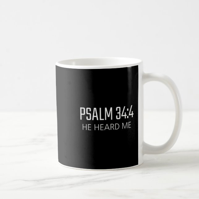Taza De Café Salmo _4 - Me escuchó Versículo religioso bíblico  (Derecha)