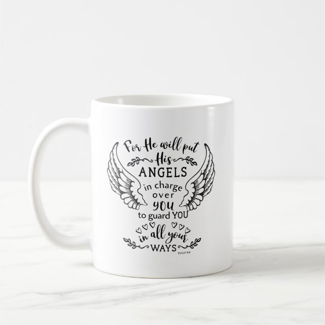 Taza De Café Salmo 91:11 Biblia Escritura Verse Angels Guard (Izquierda)