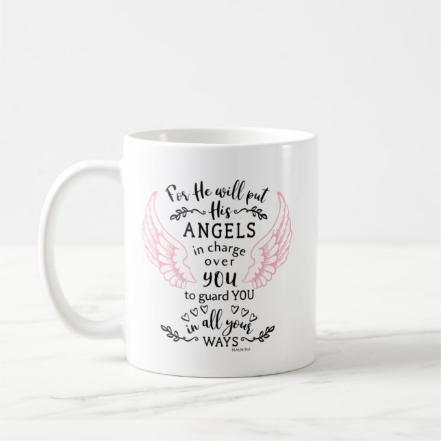 Taza De Café Salmo 91:11 Biblia Escritura Verse Angels Guard (Izquierda)