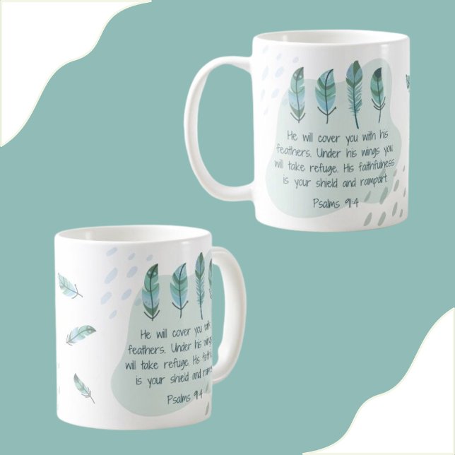 Taza De Café Salmo 91:4 Verde azul (Subido por el creador)