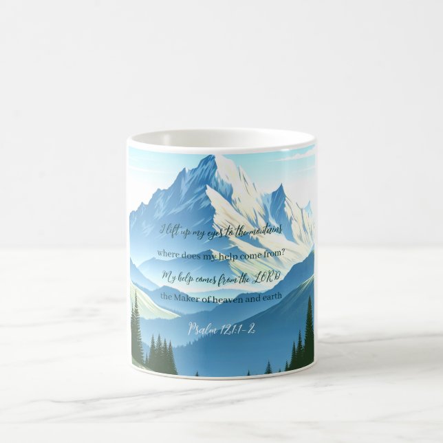Taza De Café Salmo bíblico versus salmo 121:1-2 (Centro)