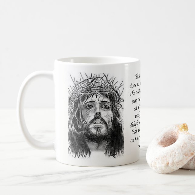 Taza De Café Salmo de Jesús Mug 91:1-2 (Con donut)