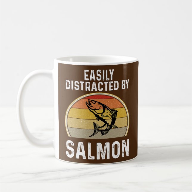 Taza De Café Salmon Fisherman Easily Distracted by Fishing (Izquierda)