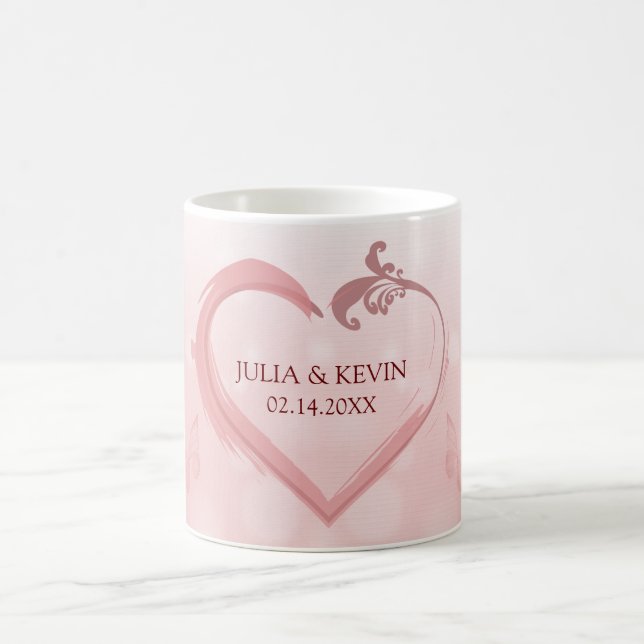 Taza De Café Salmon Pink Heart (Centro)