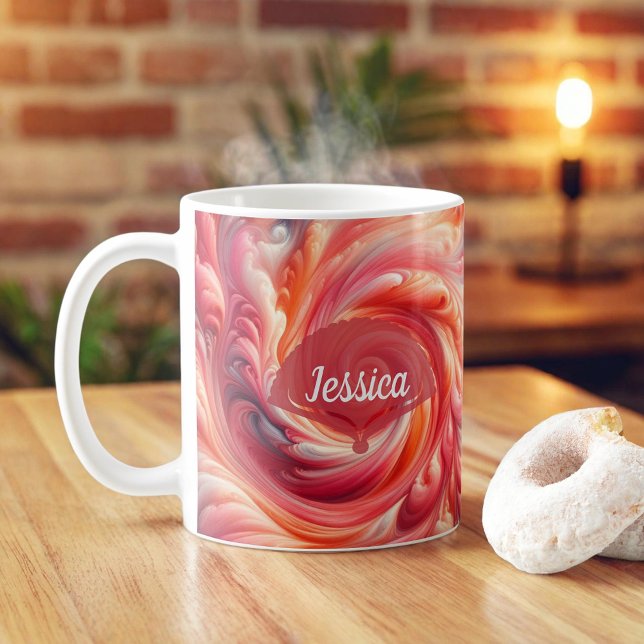 Taza De Café Salmon Pink Modern Abstract Swirling (Subido por el creador)