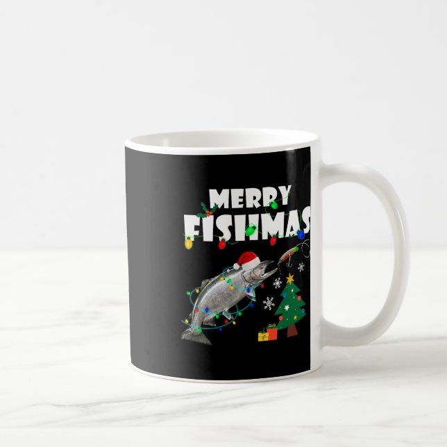 Taza De Café Salmon Steelhead Merry Fishmas Christmas King Trou (Derecha)
