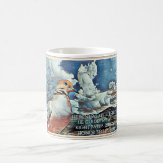 Taza De Café Salmos 23:3 Verso de la Biblia con paloma