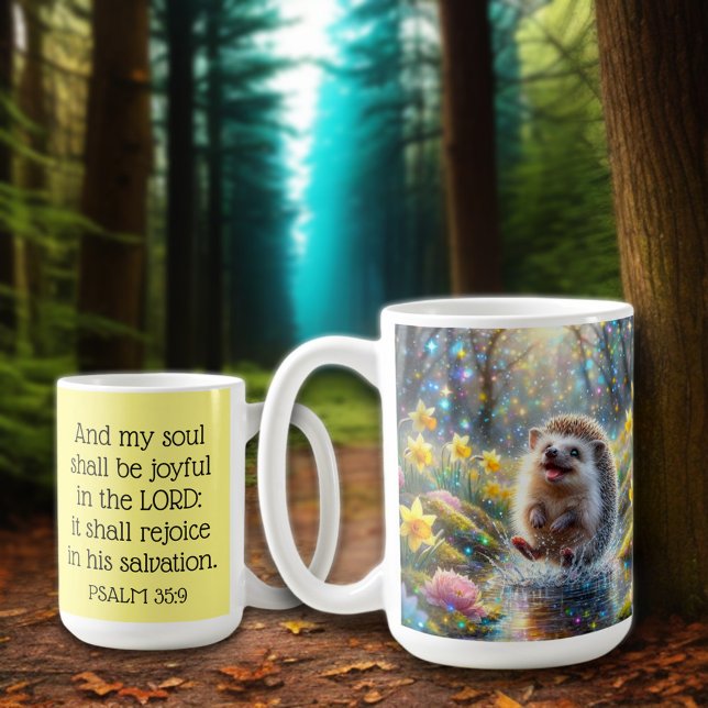 Taza De Café Salmos Inspiradores cristianos Hedgehog caprichoso (Subido por el creador)