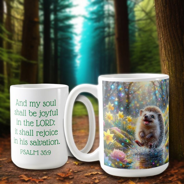Taza De Café Salmos Inspiradores cristianos Hedgehog caprichoso (Subido por el creador)
