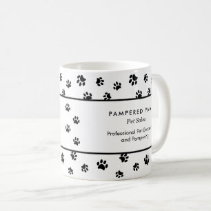 Taza De Café Salón de Mascotas Profesional Huellas de Pata Negr