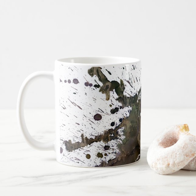 Taza De Café Salpicadura abstracta en Brown (Con donut)