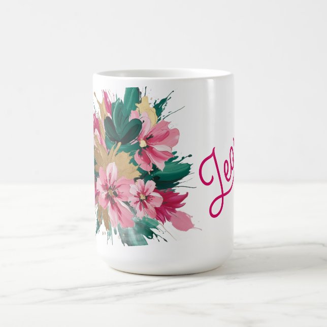 Taza De Café Salpicadura de ramo floral rosa (Centro)