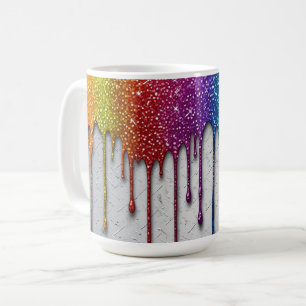 Taza De Café Salpicaduras de pintura de arcoíris vibrante