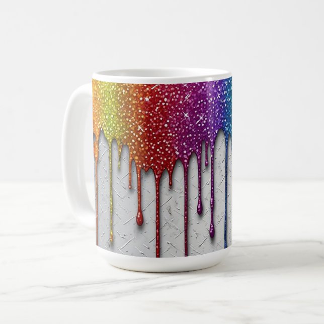 Taza De Café Salpicaduras de pintura de arcoíris vibrante (Anverso izquierdo)