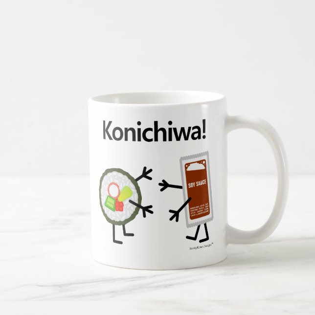 Taza De Café ¡Salsa del sushi y de soja - Konichiwa! (Derecha)