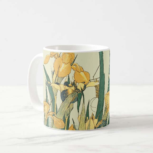Taza De Café Saltamontes Hokusai y el iris Japón (Anverso izquierdo)