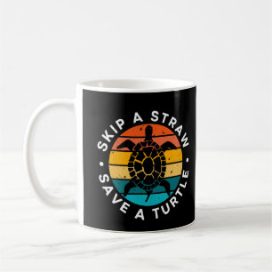 Taza De Café Saltar Una Paja Salvar Una Tortuga