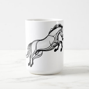 Taza De Café Salto De Caballo Negro Y Doodle Blanco