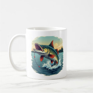 Taza De Café Salto gráfico del café de la pesca de esturión