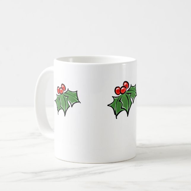 Taza De Café Saltos de Holly, bayas de Holly, vacaciones divert (Anverso izquierdo)