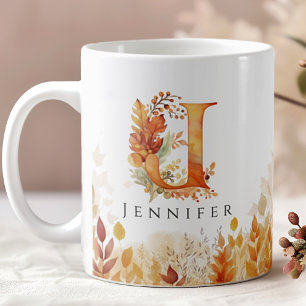 Taza De Café Saltos de otoño Monograma personalizado Letra inic