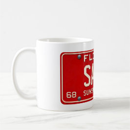 Taza De Café Salty Life 1969 | Placa de Matrícula Roja Retro de
