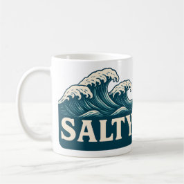 Taza De Café Salty Teal Blue Surf Beach Waves Nautical Coastal