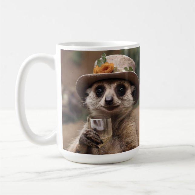 Taza De Café "Salud a la vida: Gran Meerkat disfruta de un vaso (Izquierda)