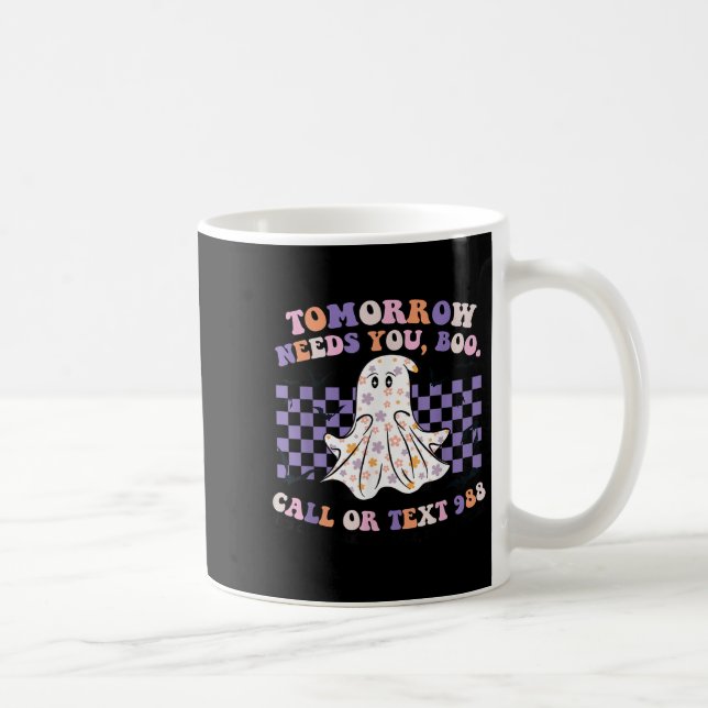 Taza De Café Salud Mental Halloween Fantasma Cuta Necesidades M (Derecha)