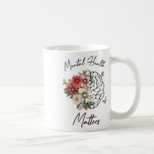 Taza De Café Salud Mental S Cerebro Floral Awareno De Salud Men