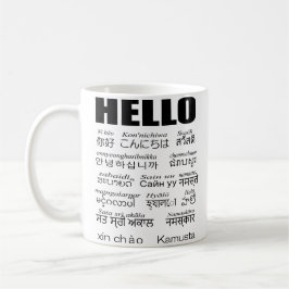 Taza De Café Saluda en 15 idiomas asiáticos.