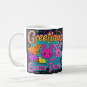 Taza De Café Saludo De Pascua De Los Bunnies