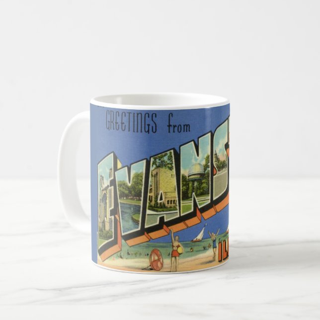 Taza De Café Saludo desde Evanston ILL.  (Anverso izquierdo)