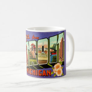 Taza De Café Saludo Retro Detroit Míchigan