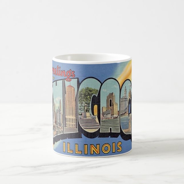 Taza De Café Saludo vintage de Chicago  (Centro)