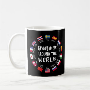 Taza De Café Saludos alrededor del mundo - Hola en todos los id