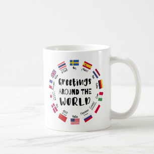 Taza De Café Saludos alrededor del mundo, Hola en todos los idi
