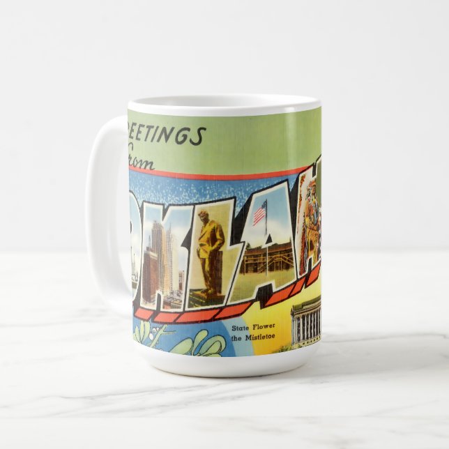 Taza De Café Saludos antiguos de Oklahoma Travel (Anverso izquierdo)