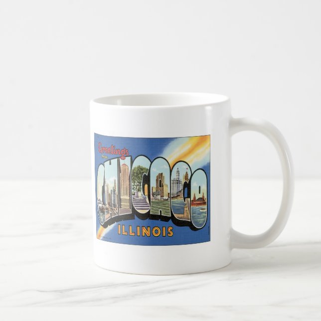 Taza De Café Saludos de Chicago Illinois (Derecha)